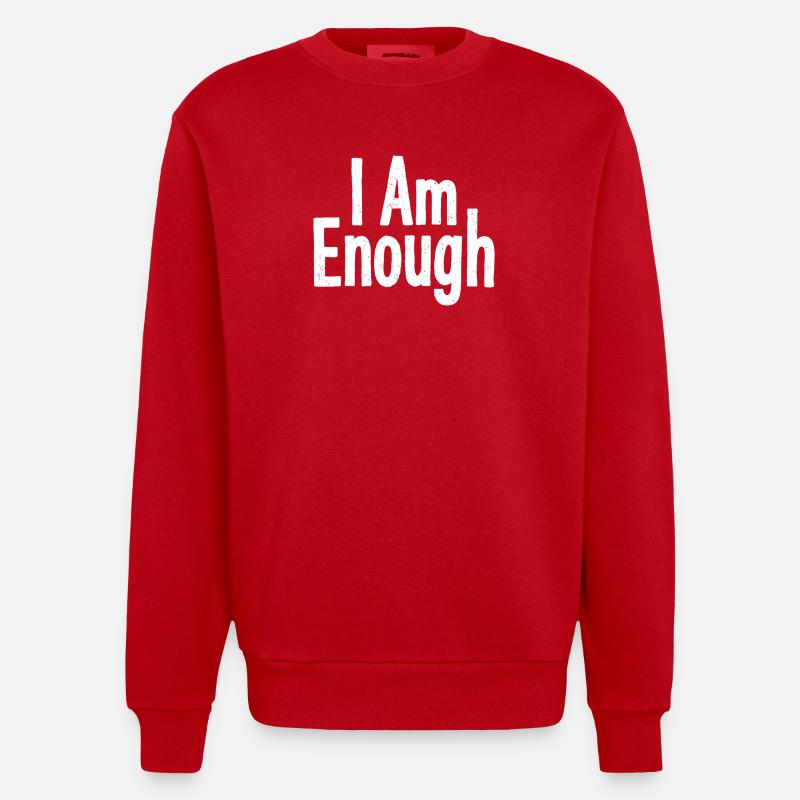I Am Enough Self-Confidence Statement - Heavyweight Oversized Organic Crew Neck Made in EU - red