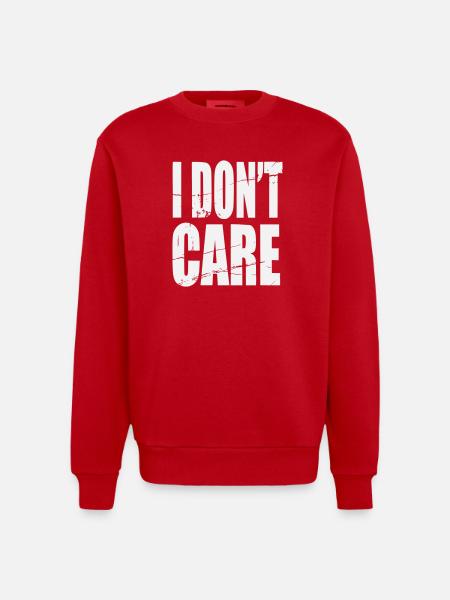Don't Care Grunge Lettering - Heavyweight Oversized Organic Crew Neck Made in EU - red