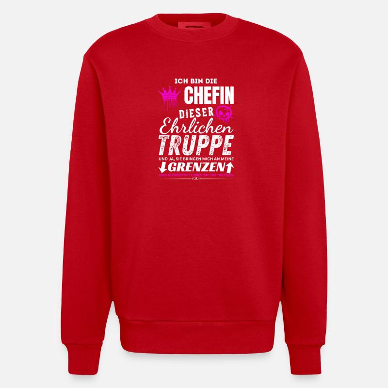 Chefin dieser Ehrlichen Truppe Chefin Geschenke - Sweat bio épais oversize fabriqué en UE - rouge