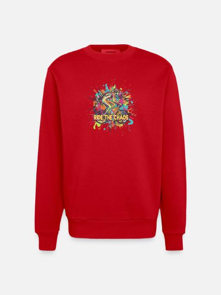 Reiten Sie den Chaos-Radfahrer - Heavyweight Oversized Organic Crew Neck Made in EU - Rot