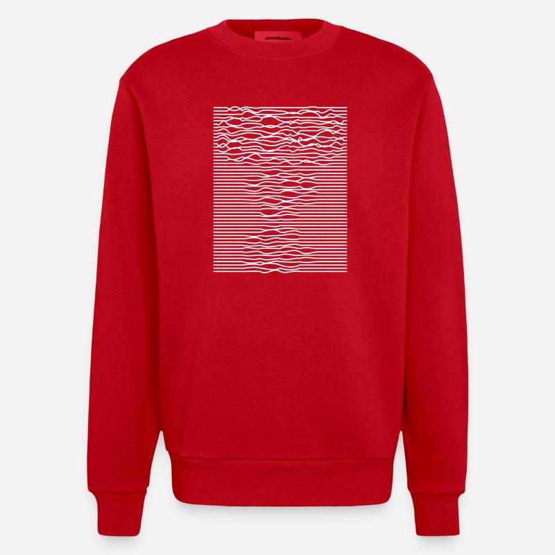 Illusion d’optique des rayures ondulées - Sweat bio épais oversize fabriqué en UE - rouge