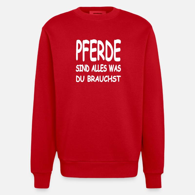 Pferde - Heavyweight Oversized Organic Crew Neck Made in EU - Rot