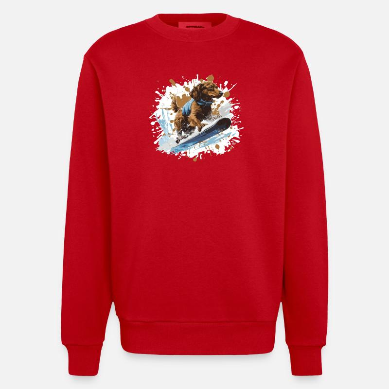 Teckel Teckel Teckel Snowboard - Sweat bio épais oversize fabriqué en UE - rouge
