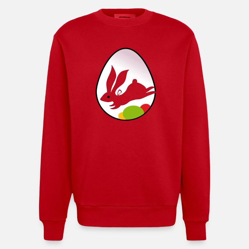 Easter Bunny Silhouette in Egg - Heavyweight Oversized Organic Crew Neck Made in EU - red