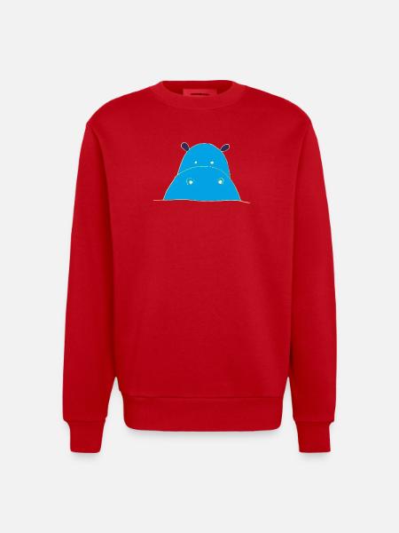 Blauer Hippo nilpferd - Heavyweight Oversized Organic Crew Neck Made in EU - Rot