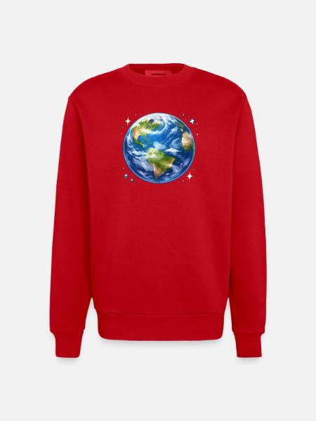 Erde im kosmischen Aquarellstil - Heavyweight Oversized Organic Crew Neck Made in EU - Rot