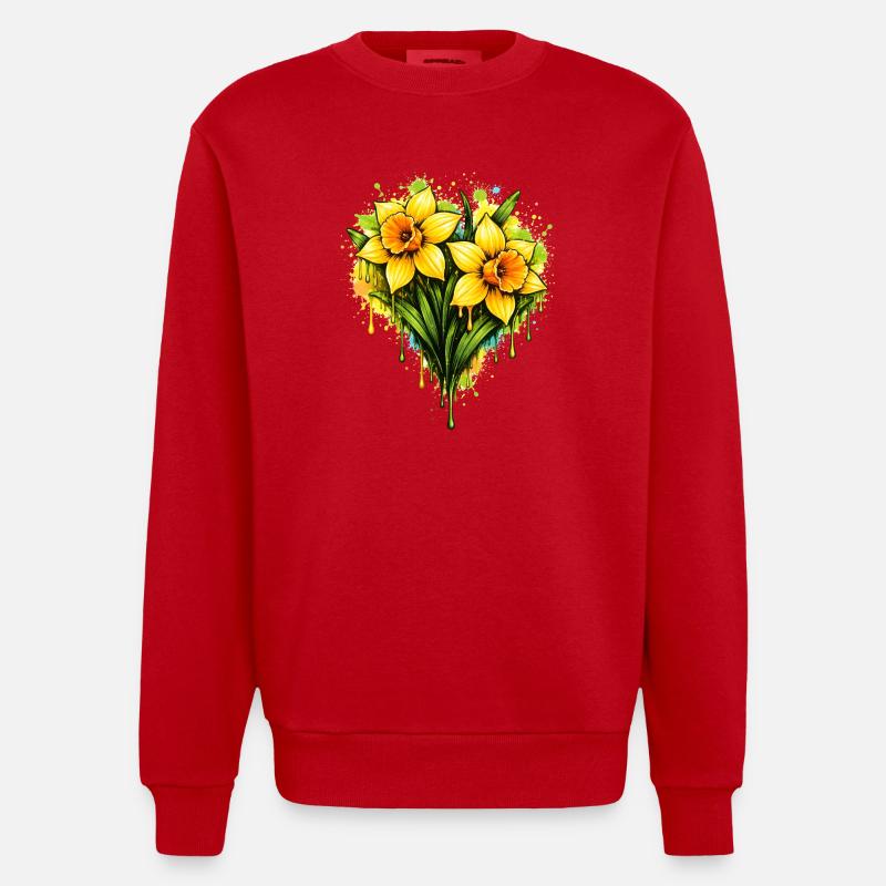 Jonquilles dans le style graffiti - Sweat bio épais oversize fabriqué en UE - rouge