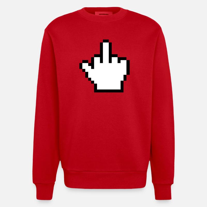 Mouse Hand Middle Finger Mouse Pointer - Heavyweight Oversized Organic Crew Neck Made in EU - red