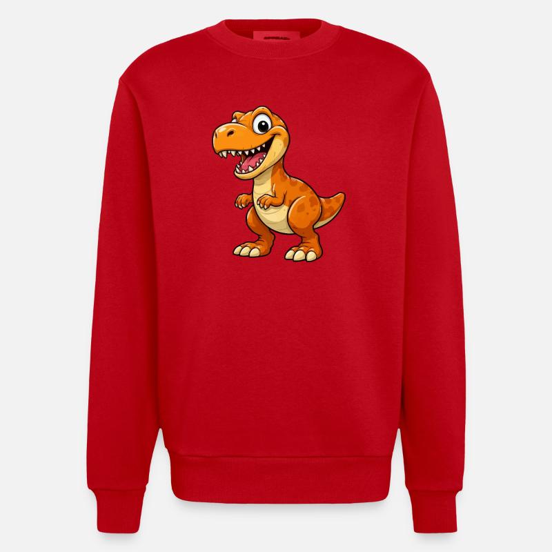 T-Rex de dessins animés Dino drôles - Sweat bio épais oversize fabriqué en UE - rouge