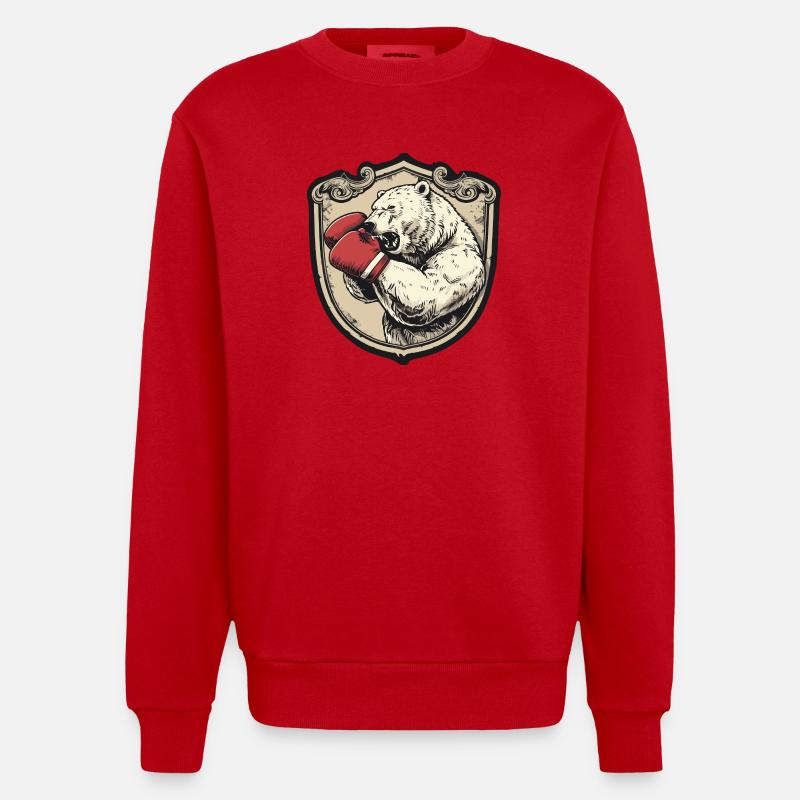 Eisbär Polar Bär Boxer MMA - Heavyweight Oversized Organic Crew Neck Made in EU - Rot