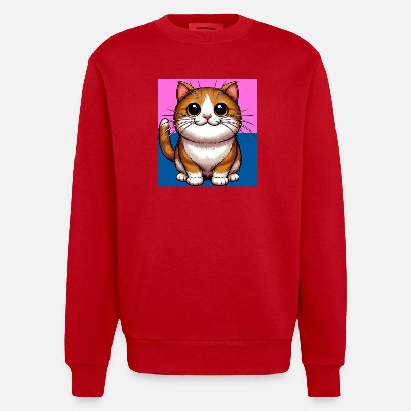 chat - Sweat bio épais oversize fabriqué en UE - rouge