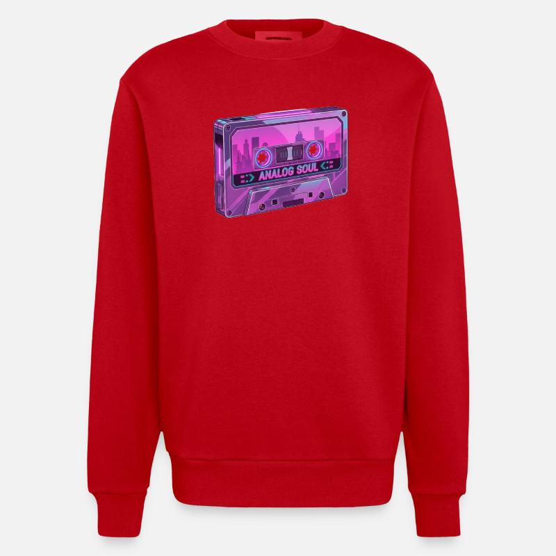 Retro Analog Soul Chrome Cassette Synthwave - Sweat bio épais oversize fabriqué en UE - rouge