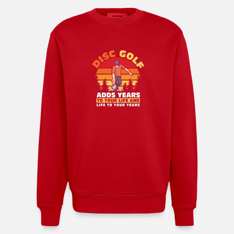 Disc Golf Geschenke Discgolf - Heavyweight Oversized Organic Crew Neck Made in EU - Rot