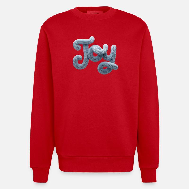 Joy Moderner Patchwork Look - Heavyweight Oversized Organic Crew Neck Made in EU - Rot