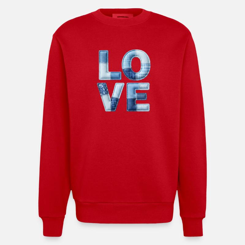 Love Modern Patchwork Art - Heavyweight Oversized Organic Crew Neck Made in EU - red