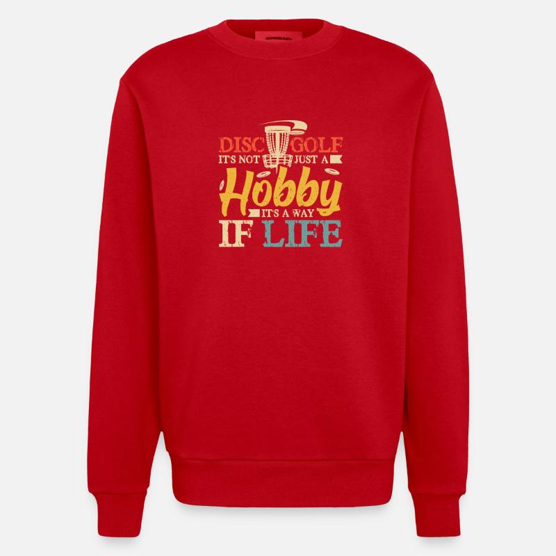 Cadeaux de disc golf Disc Golf - Sweat bio épais oversize fabriqué en UE - rouge