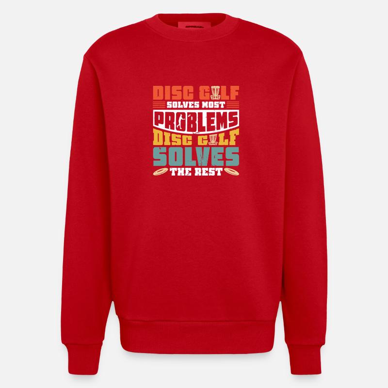 Disc Golf Geschenke Discgolf - Heavyweight Oversized Organic Crew Neck Made in EU - Rot