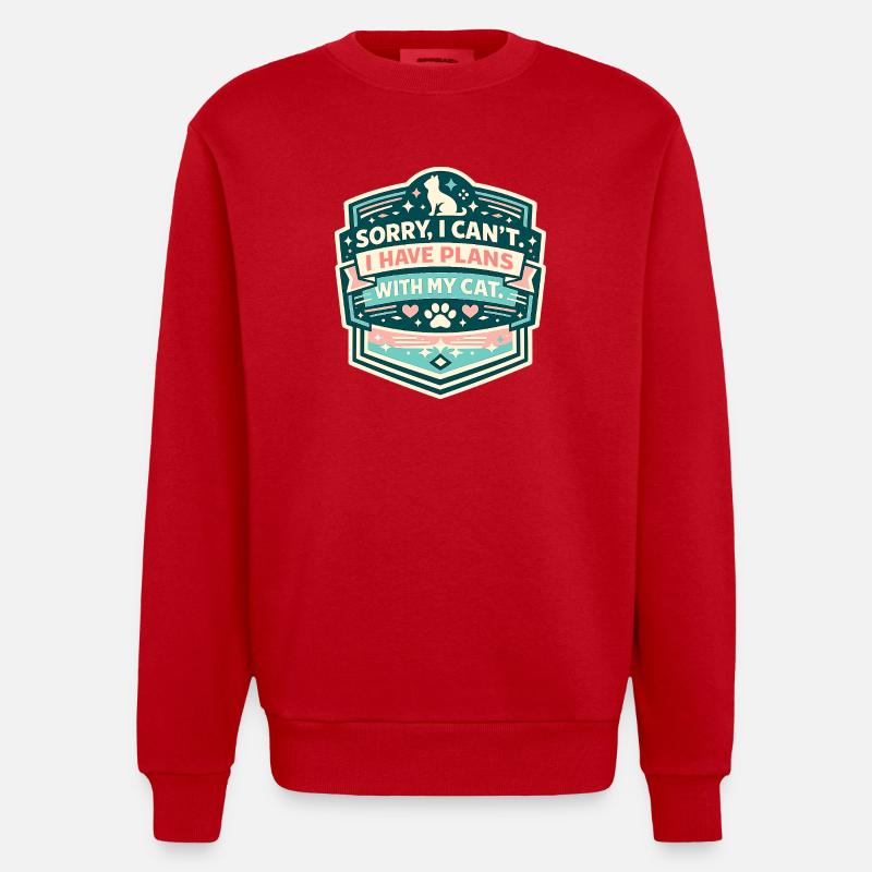 J’ai des projets pour mon chat - Sweat bio épais oversize fabriqué en UE - rouge