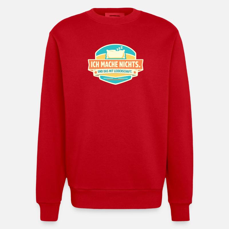 Doing nothing with passion - Heavyweight Oversized Organic Crew Neck Made in EU - red