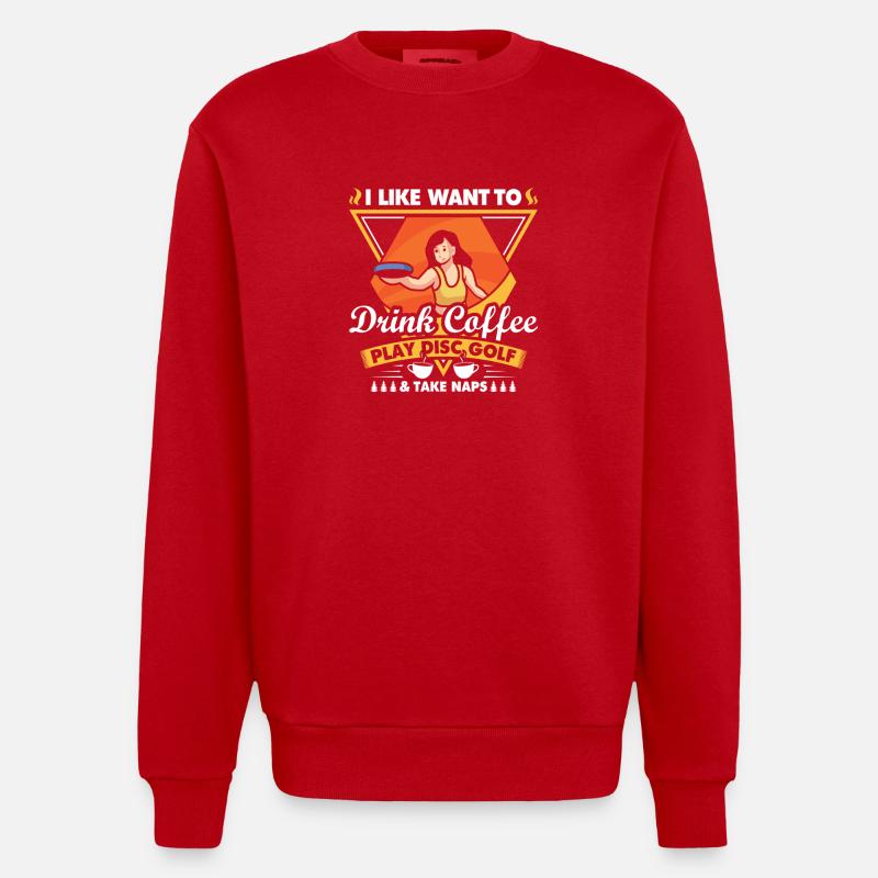 Cadeaux de disc golf Disc Golf - Sweat bio épais oversize fabriqué en UE - rouge