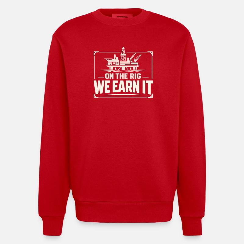 Offshore-bohrer-rig-bohrer Bohrboden Offshore - Heavyweight Oversized Organic Crew Neck Made in EU - Rot