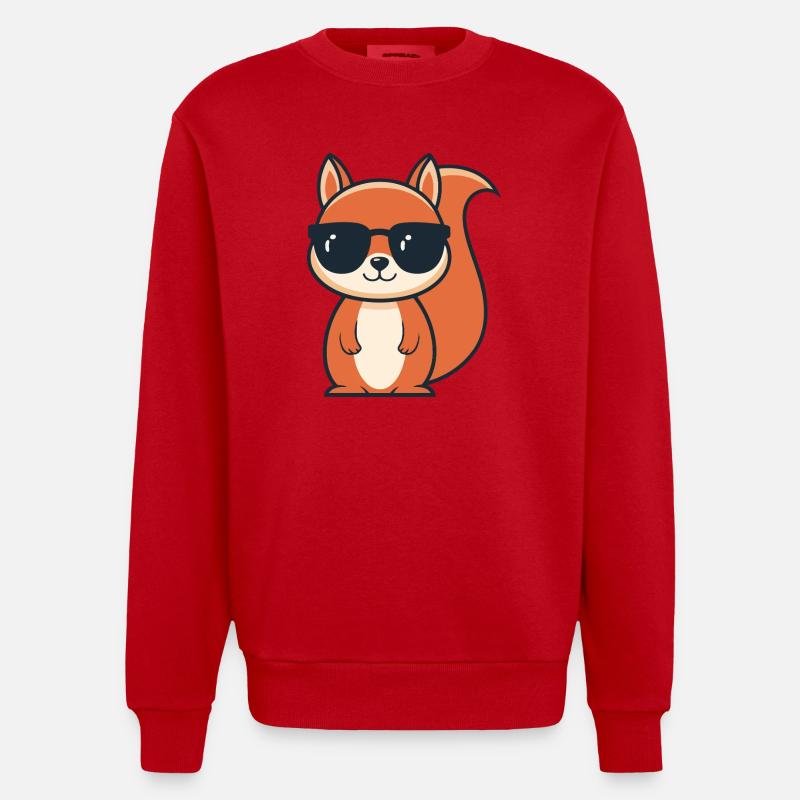 Schicke Eichhörnchen-Schwarze Brille - Heavyweight Oversized Organic Crew Neck Made in EU - Rot