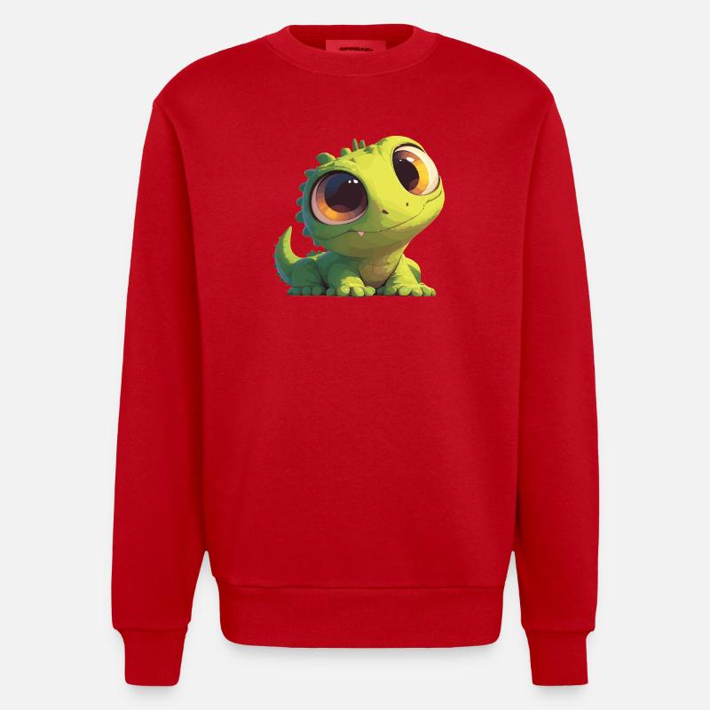 Eidechsen Eidechse - Heavyweight Oversized Organic Crew Neck Made in EU - Rot