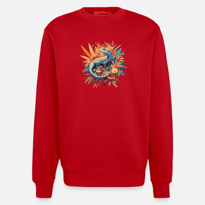 Eidechsen Eidechse - Heavyweight Oversized Organic Crew Neck Made in EU - Rot