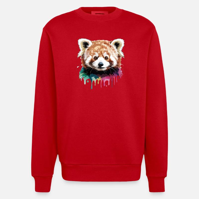 Roter Panda Kopf Farbkunst - Heavyweight Oversized Organic Crew Neck Made in EU - Rot