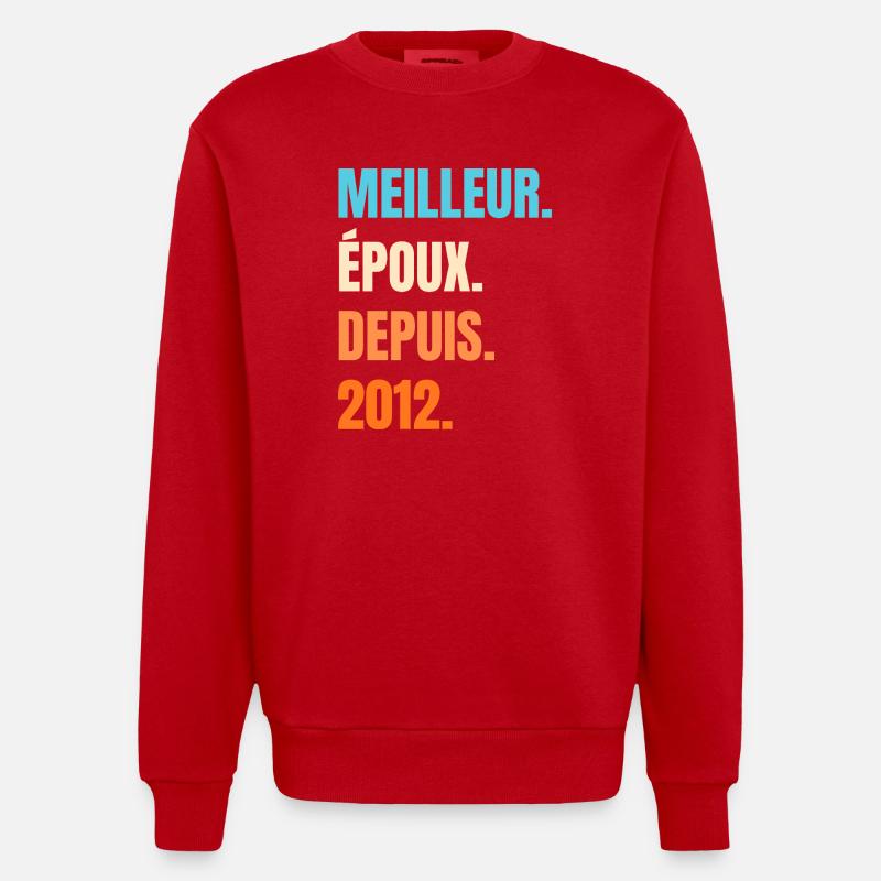 Bester Ehemann seit 2012 Geschenk-Ehemann - Heavyweight Oversized Organic Crew Neck Made in EU - Rot