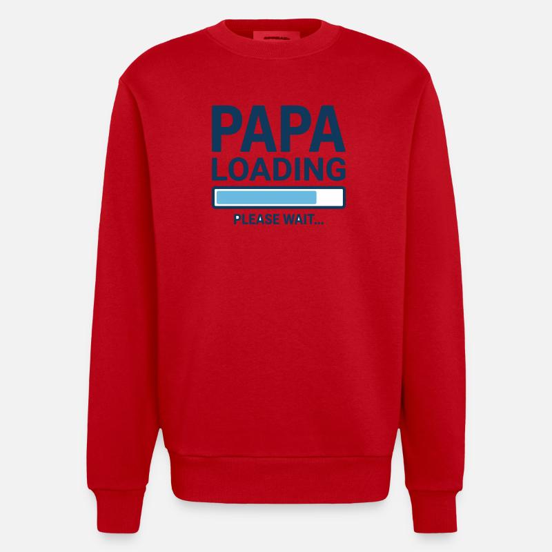 Papa loading please wait - Bientôt papa ? - Sweat bio épais oversize fabriqué en UE - rouge