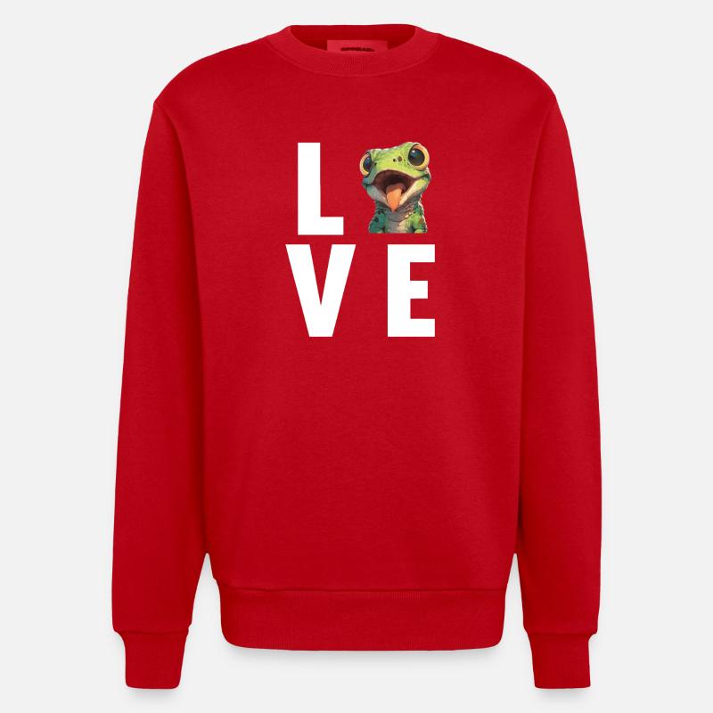 Eidechsen Eidechse - Heavyweight Oversized Organic Crew Neck Made in EU - Rot
