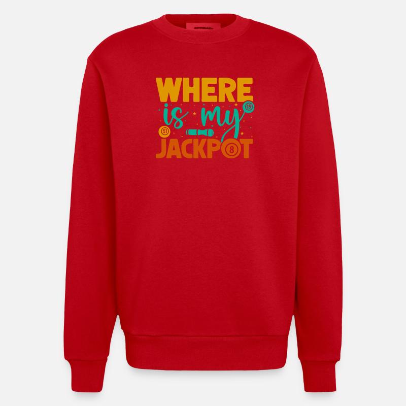 Bingo Où est mon jackpot Bingo - Sweat bio épais oversize fabriqué en UE - rouge