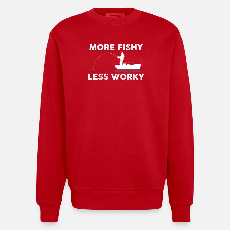 Angler Boot Witz - Heavyweight Oversized Organic Crew Neck Made in EU - Rot