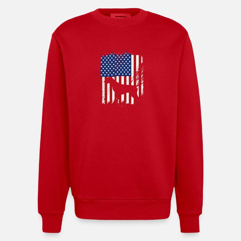 Deutsch Kurzhaar Hund German Pointer - Heavyweight Oversized Organic Crew Neck Made in EU - Rot