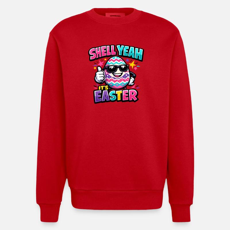 Hell yes It's Easter - Heavyweight Oversized Organic Crew Neck Made in EU - red