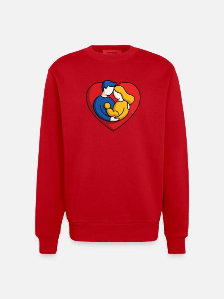 Heartwarming Family Hug - Heavyweight Oversized Organic Crew Neck Made in EU - red