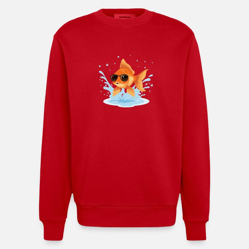 Poisson doré lunettes estivales - Sweat bio épais oversize fabriqué en UE - rouge