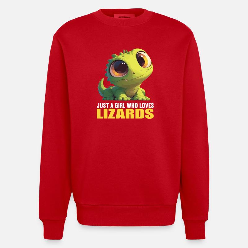 Eidechsen Eidechse - Heavyweight Oversized Organic Crew Neck Made in EU - Rot