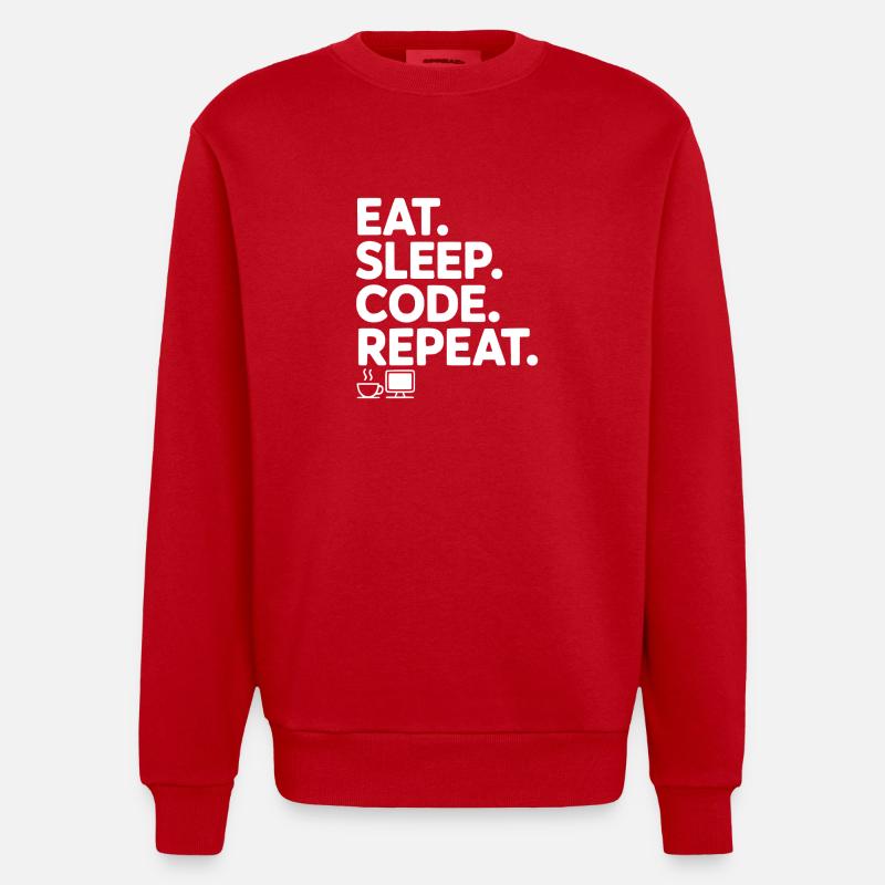 Eat. Sleep. Code. Repeat. - Heavyweight Oversized Organic Crew Neck Made in EU - red