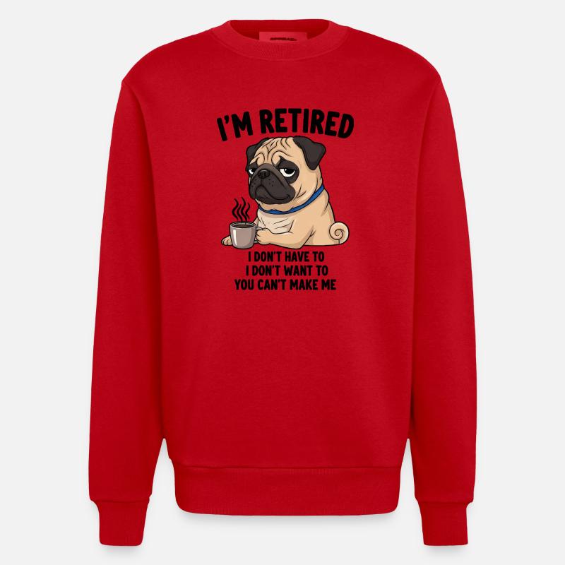 Retired Retired Last Working Day Office Coffee M - Heavyweight Oversized Organic Crew Neck Made in EU - red