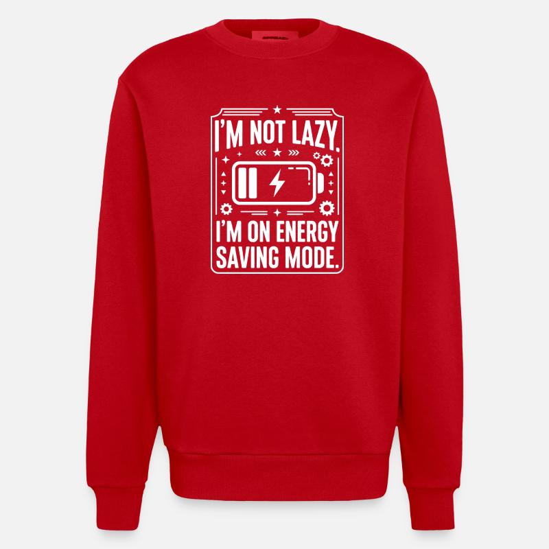 Power Saving Mode: Not Lazy - Heavyweight Oversized Organic Crew Neck Made in EU - red