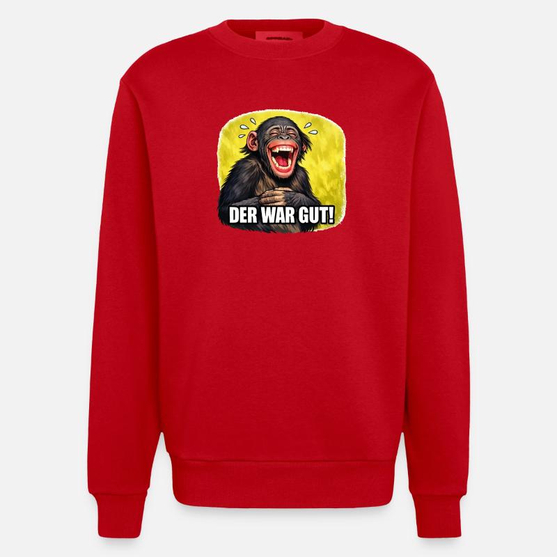 Lachender Affe - Der war gut! - Heavyweight Oversized Organic Crew Neck Made in EU - Rot