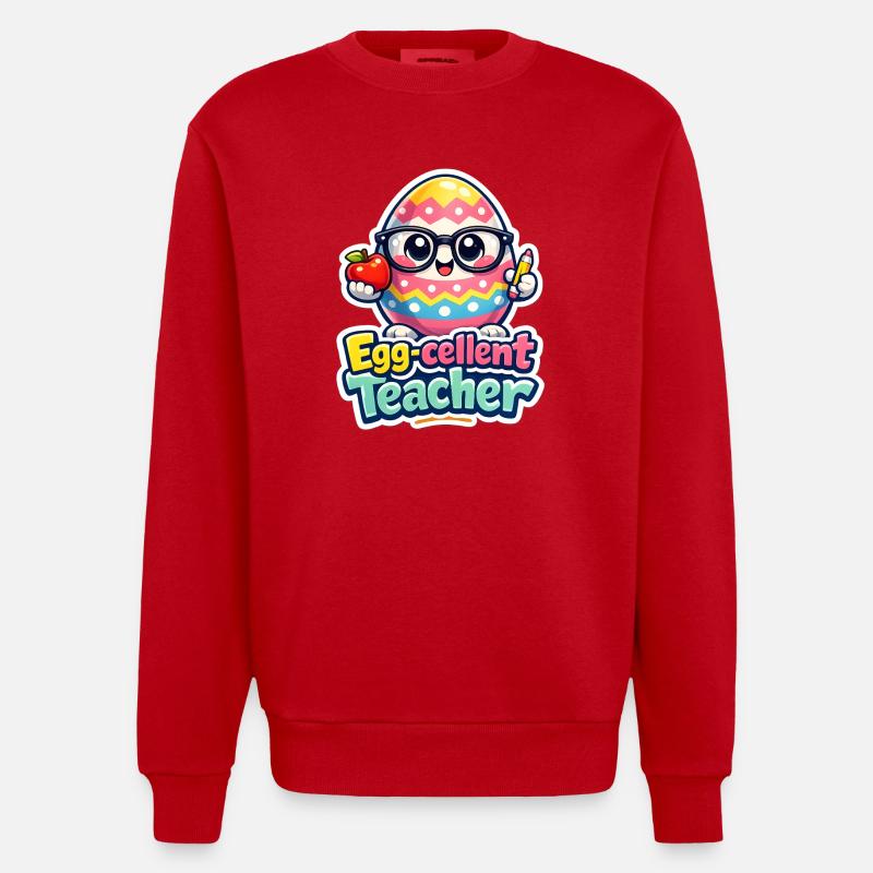 Egg Cellent Enseignant Œuf de Pâques - Sweat bio épais oversize fabriqué en UE - rouge