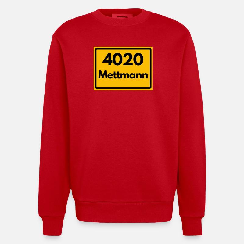 ANCIEN CODE POSTAL RETRO 4020 METTMANN - Sweat bio épais oversize fabriqué en UE - rouge