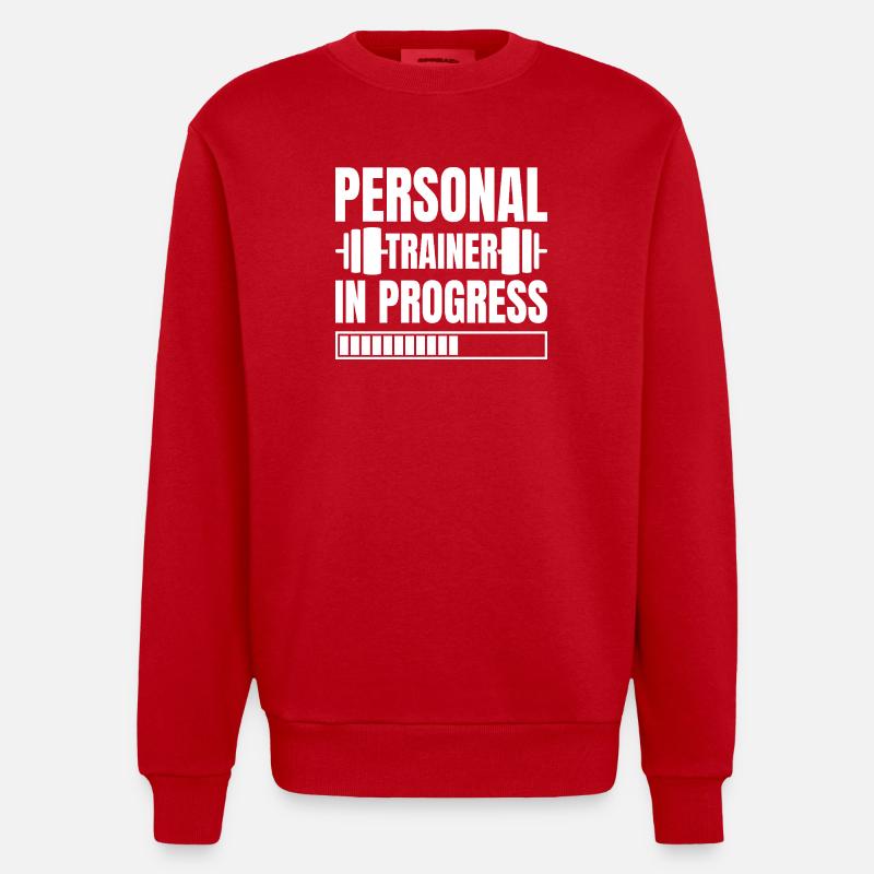 Powerlifting Bodybuilder Personal Trainer Progress - Heavyweight Oversized Organic Crew Neck Made in EU - red