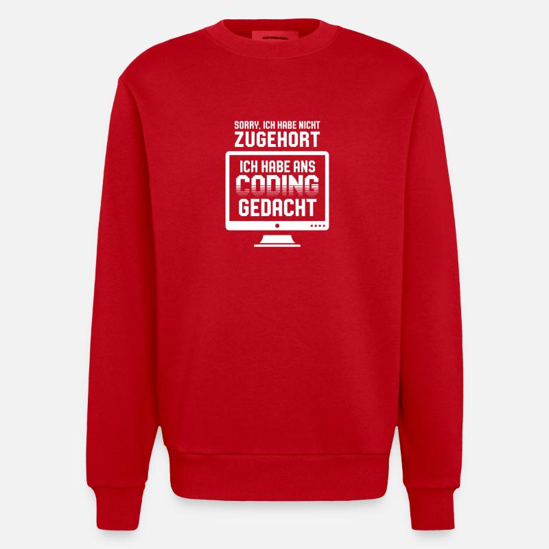 Coding-Gedanke statt Zuhören - Heavyweight Oversized Organic Crew Neck Made in EU - Rot