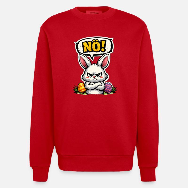 NÖ Hase Comic Ostern Geschenk - Heavyweight Oversized Organic Crew Neck Made in EU - Rot
