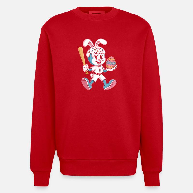 Hoppelhase with Easter egg - Heavyweight Oversized Organic Crew Neck Made in EU - red