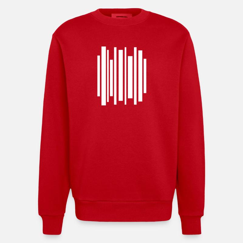 Minimal Stripes Barcode-Mosaik - Heavyweight Oversized Organic Crew Neck Made in EU - Rot